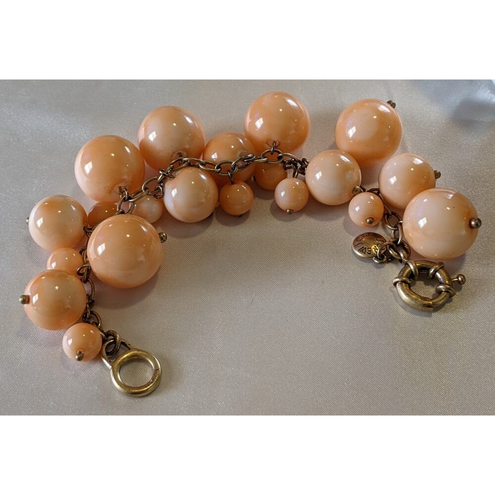 Vintage J Crew Orange Creamcicle Beaded Chunky Dangle Bracelet Iob Cha Cha Style - Image 9